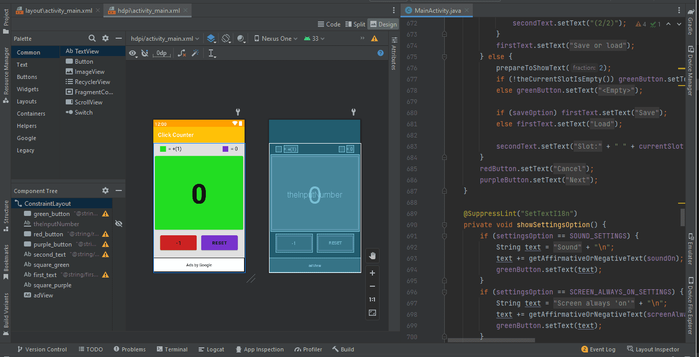 Cick Counter - Android Studio